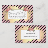 Elegant Flowers / Roze / Goud Visitekaartje (Voorkant / Achterkant)