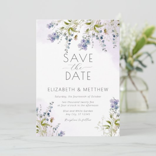 Elegant Flowers Save the Date Kaart (Staand voorkant)