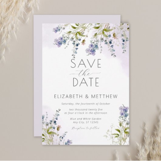 Elegant Flowers Save the Date Kaart