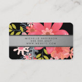 Elegant Flowers Silver Band Visitekaartje (Achterkant)