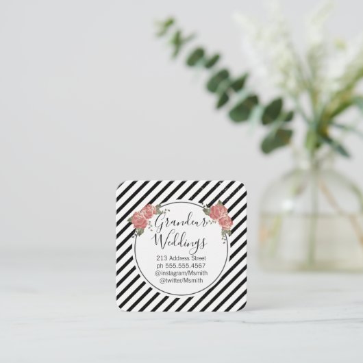 Elegant Flowers/Vintage Vierkante Visitekaartje (Staand voorkant)