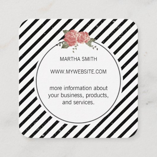 Elegant Flowers/Vintage Vierkante Visitekaartje (Achterkant)