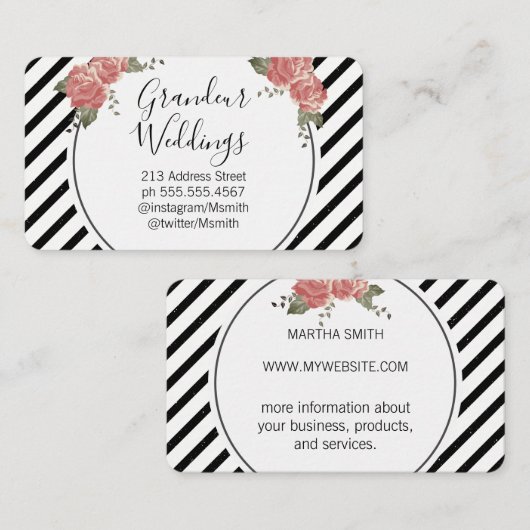 Elegant Flowers/Vintage Visitekaartje (Voorkant / Achterkant)