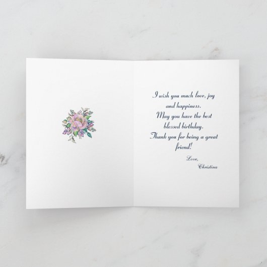 Elegant Flowers Waterverf Birthday personaliseren Kaart (Binnen)