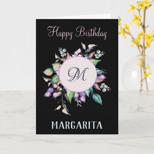 Elegant Flowers Waterverf Birthday personaliseren Kaart (Gele Bloem)