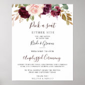 Elegant Flowers Wedding Unplugged Ceremony Poster (Voorkant)