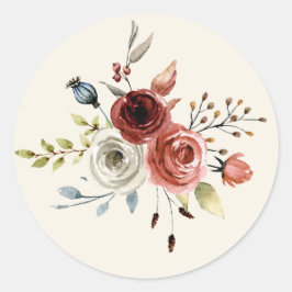 Elegant Flowery Classic Round Sticker