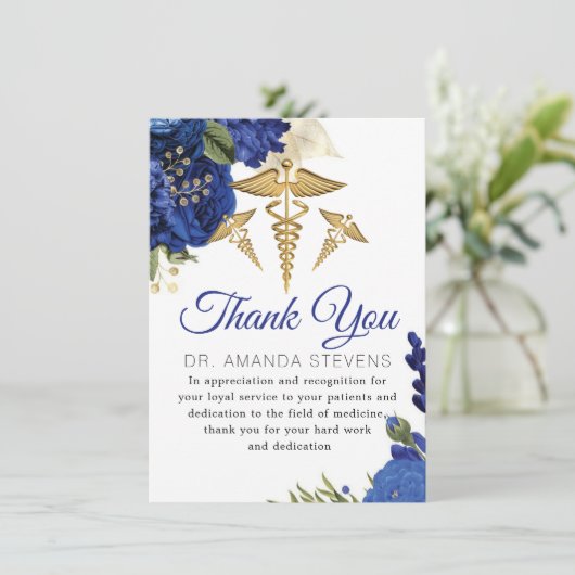 Elegant Flowery Doctor Hartelijk dank Bedankkaart (Staand voorkant)