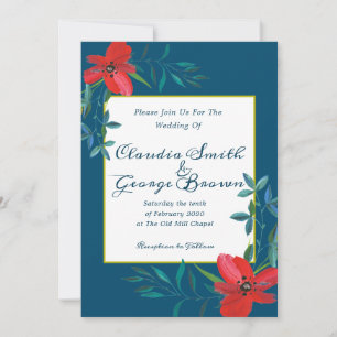 Elegant Flowery Wedding Invitation Kaart