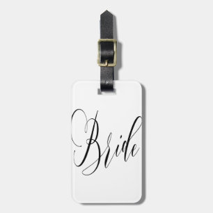 ELEGANT FLOWING BLACK SCRIPT BRIDE ONTWERP BAGAGELABEL