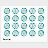 Elegant Fluffy Snowflake Blauwgroen Groene Faux Sp Ronde Sticker (Vel)