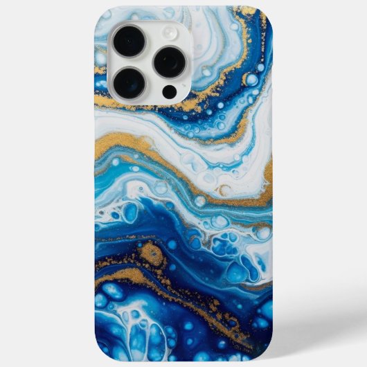Elegant Fluid Art iPhone 16 Hoesje – Abstract blau (Achterkant)
