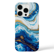 Elegant Fluid Art iPhone 16 Hoesje – Abstract blau