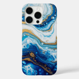 Elegant Fluid Art iPhone 16 Hoesje – Abstract blau