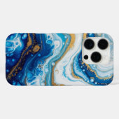 Elegant Fluid Art iPhone 16 Hoesje – Abstract blau (Achterkant (horizontaal))