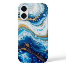 Elegant Fluid Art iPhone 16 Hoesje – Abstract blau