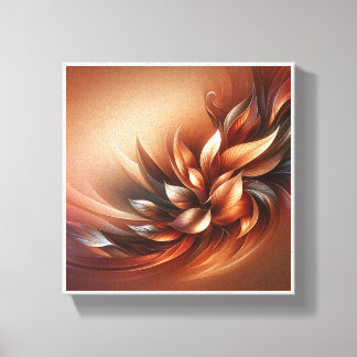 Elegant Fluid Leaf Abstract - Warm Terracotta and  Canvas Afdruk