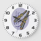 Elegant fluit duet muziek muziekinstrument grote klok (Voorkant)