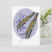 Elegant fluit duet muziek muziekinstrument kaart (Staand voorkant)