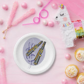 Elegant fluit duet muziek muziekinstrument papieren bordje (Feest)