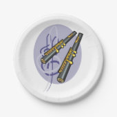 Elegant fluit duet muziek muziekinstrument papieren bordje (Voorkant)