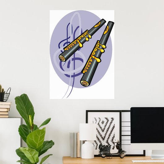 Elegant fluit duet muziek muziekinstrument poster
