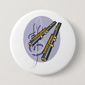 Elegant fluit duet muziek muziekinstrument ronde button 7,6 cm (Voorkant)