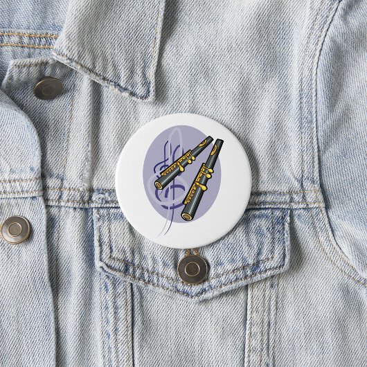 Elegant fluit duet muziek muziekinstrument ronde button 7,6 cm