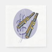 Elegant fluit duet muziek muziekinstrument servet (Voorkant)