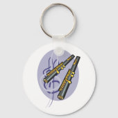 Elegant fluit duet muziek muziekinstrument sleutelhanger (Voorkant)
