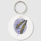 Elegant fluit duet muziek muziekinstrument sleutelhanger (Achterkant)