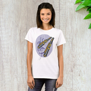 Elegant fluit duet muziek muziekinstrument t-shirt