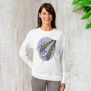 Elegant fluit duet muziek muziekinstrument t-shirt
