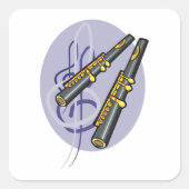 Elegant fluit duet muziek muziekinstrument vierkante sticker (Voorkant)