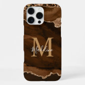 Elegant fluweel roest goud agaat geode monogram iPhone hoesje (Achterkant)