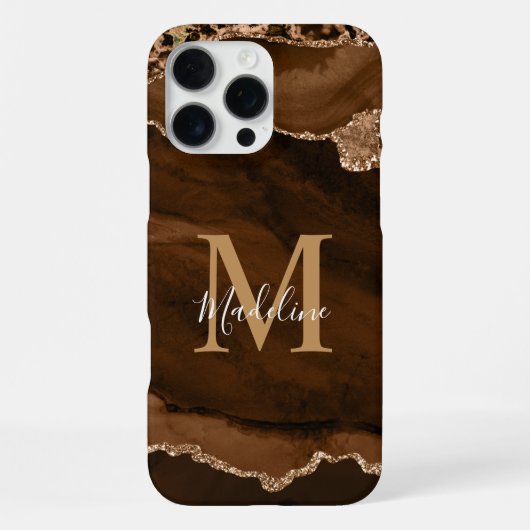 Elegant fluweel roest goud agaat geode monogram iPhone hoesje (Achterkant)