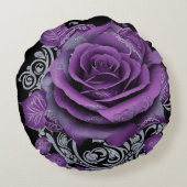 Elegant fluweel roos omgeven door Tribal Pattern Rond Kussen (Achterkant)