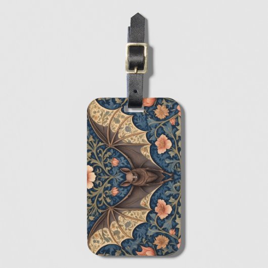Elegant Flying Bat William Morris geïnspireerd Blo Bagagelabel (Voorkant (verticaal))