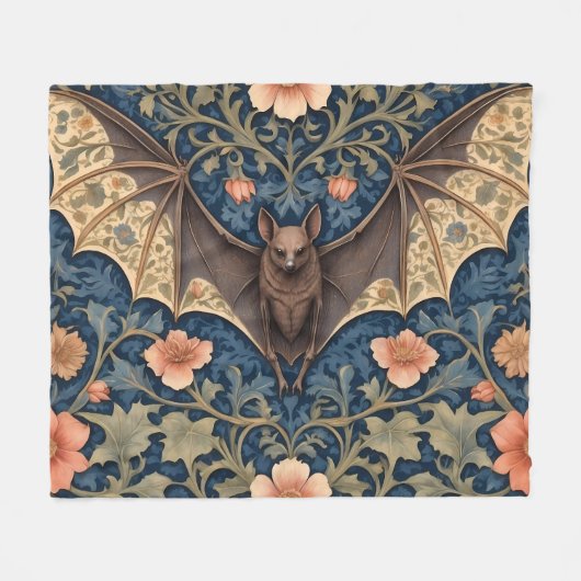 Elegant Flying Bat William Morris geïnspireerd Blo Fleece Deken (Voorkant (Horizontaal))