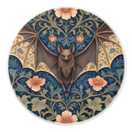 Elegant Flying Bat William Morris geïnspireerd Blo Keramische Knop (Voorkant)