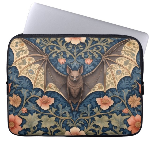 Elegant Flying Bat William Morris geïnspireerd Blo Laptop Sleeve (Voorkant)
