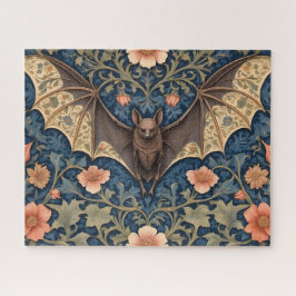 Elegant Flying Bat William Morris geïnspireerd Blo Legpuzzel