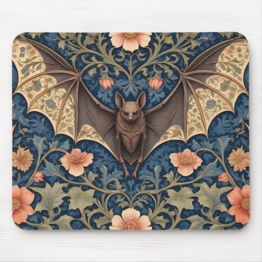 Elegant Flying Bat William Morris geïnspireerd Blo Muismat (Voorkant)