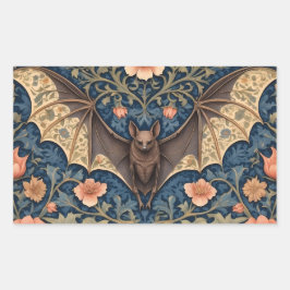 Elegant Flying Bat William Morris geïnspireerd Blo Rechthoekige Sticker