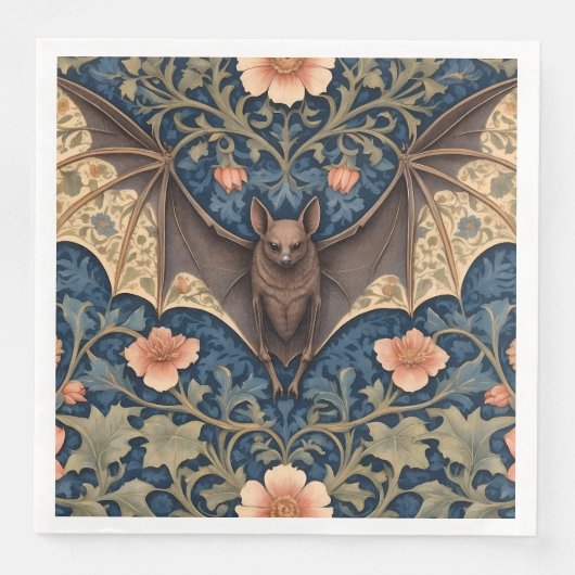 Elegant Flying Bat William Morris geïnspireerd Blo Servet (Voorkant)