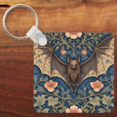 Elegant Flying Bat William Morris geïnspireerd Blo Sleutelhanger (Voorkant)
