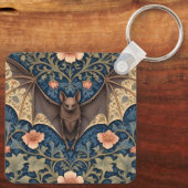 Elegant Flying Bat William Morris geïnspireerd Blo Sleutelhanger (Achterkant)