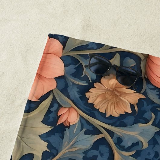 Elegant Flying Bat William Morris geïnspireerd Blo Strandlaken (In situ)