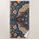 Elegant Flying Bat William Morris geïnspireerd Blo Strandlaken (Voorkant)