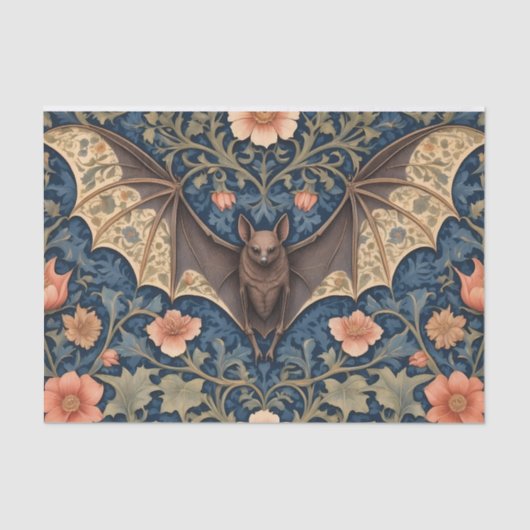 Elegant Flying Bat William Morris geïnspireerd Blo Tissuepapier (Voorkant)